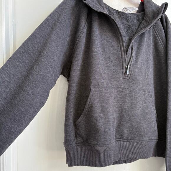 Gray Ribbed Half Zip Hoodie Medium - Picture 3 of 7